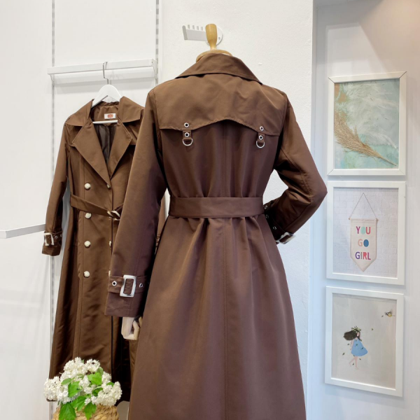 Kahverengi Zımba Detaylı Serein Trençkot