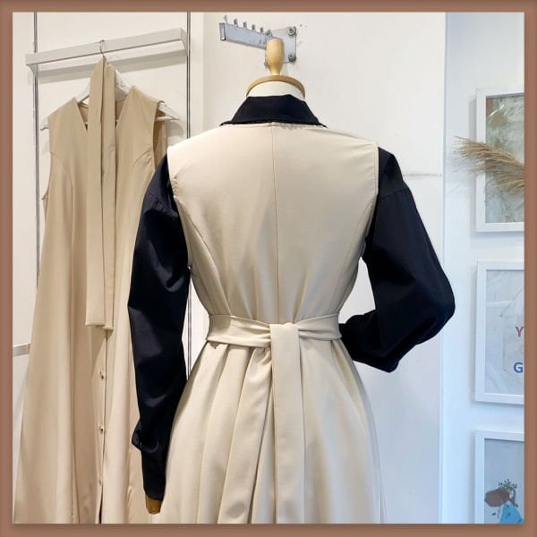 KREM ÖNÜ DÜĞMELİ DOUBLE CREP JİLE