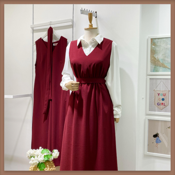 Bordo Kuşak Detaylı Basic Crep Jile