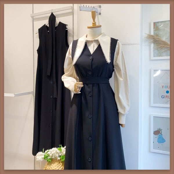 SİYAH ÖNÜ DÜĞMELİ DOUBLE CREP JİLE