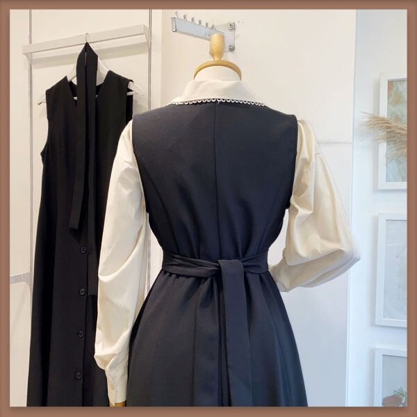 SİYAH ÖNÜ DÜĞMELİ DUBLE CREP JİLE