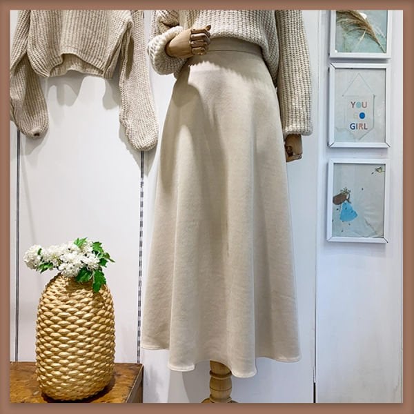 Krem Süet Kloş Model Etek