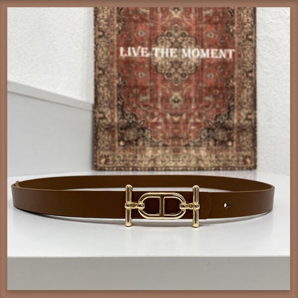 Kahverengi beta tokalı ince kemer