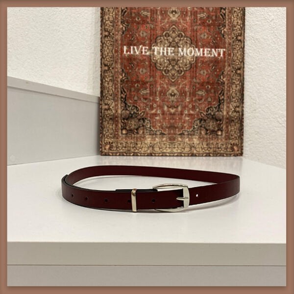 Bordo gümüş tokalı ince kemer