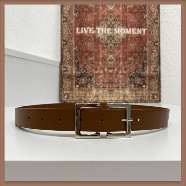 Kahverengi düz tokalı kemer