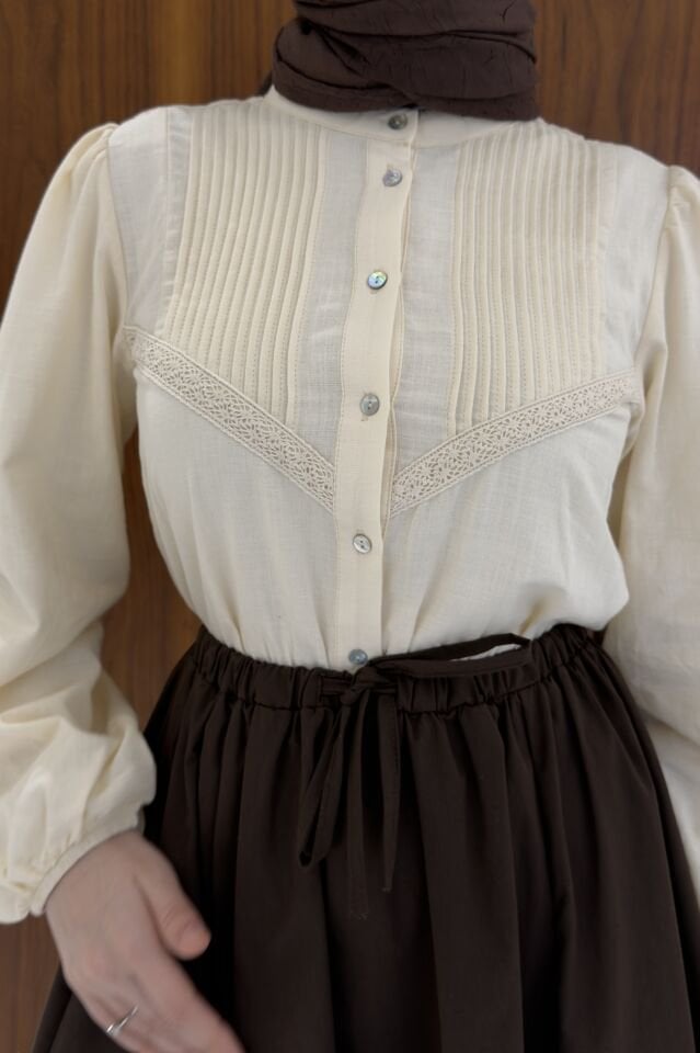 Krem Pure Linen Gömlek