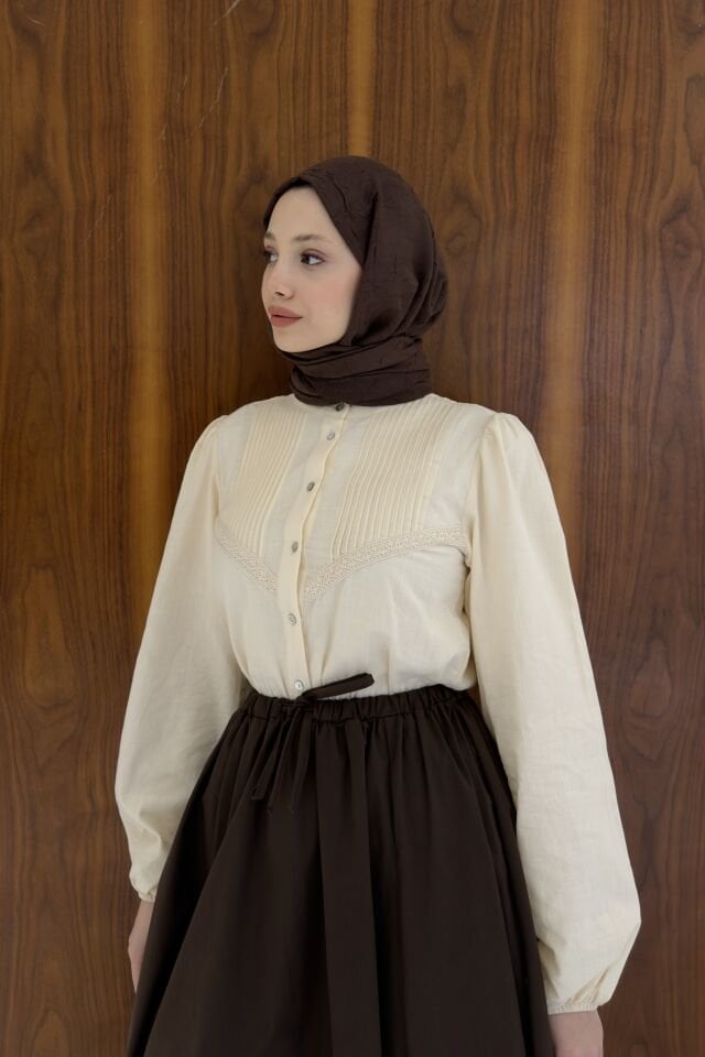 Krem Pure Linen Gömlek