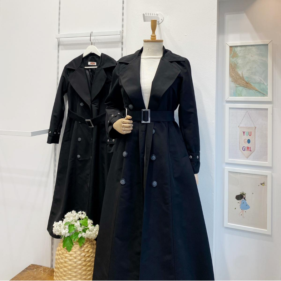 Siyah Zımba Detaylı Serein Trençkot