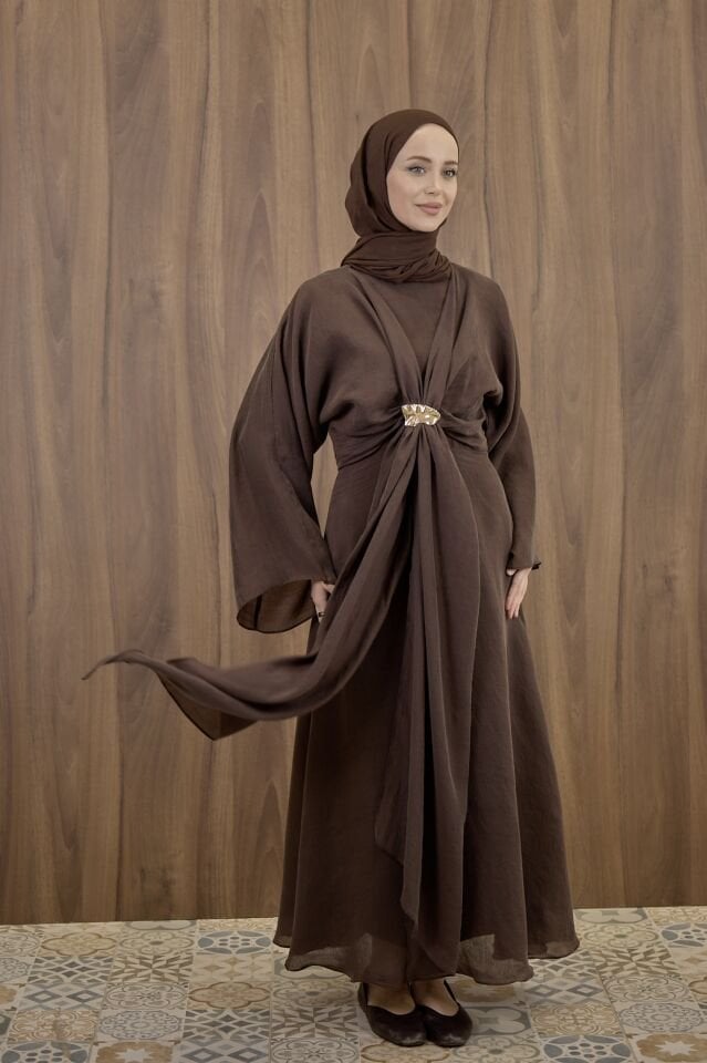 Lumière Kahverengi Tül Elbise