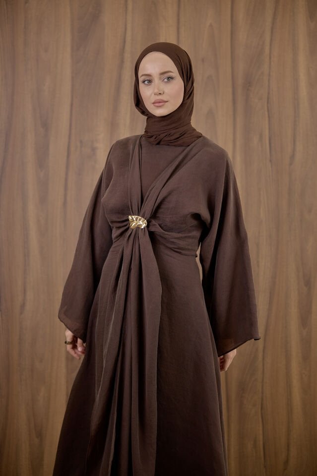 Lumière Kahverengi Tül Elbise
