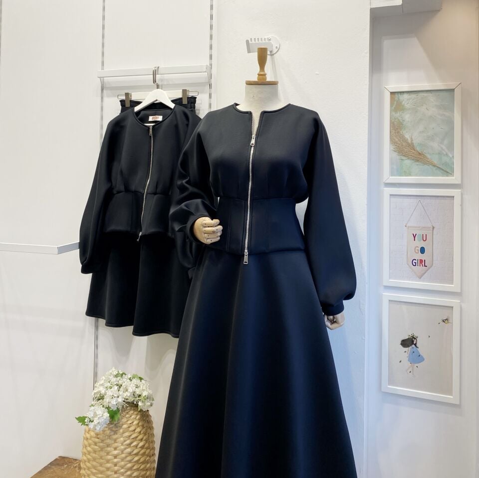 Korsaj Bel Detaylı Siyah Scuba Takım