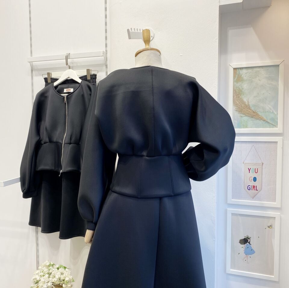 Korsaj Bel Detaylı Siyah Scuba Takım