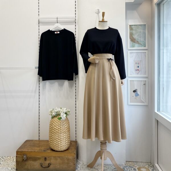 Camel Broşlu Scuba Etek