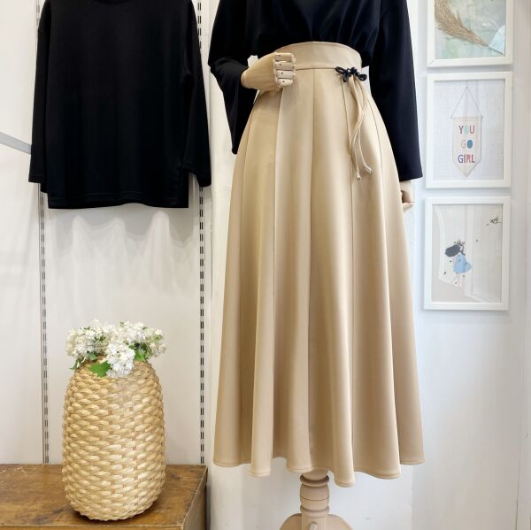 Camel Broşlu Scuba Etek