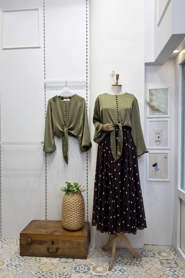 Yeşil Lumira Saten Gömlek