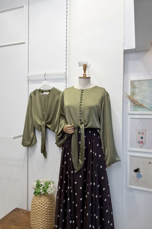 Yeşil Lumira Saten Gömlek