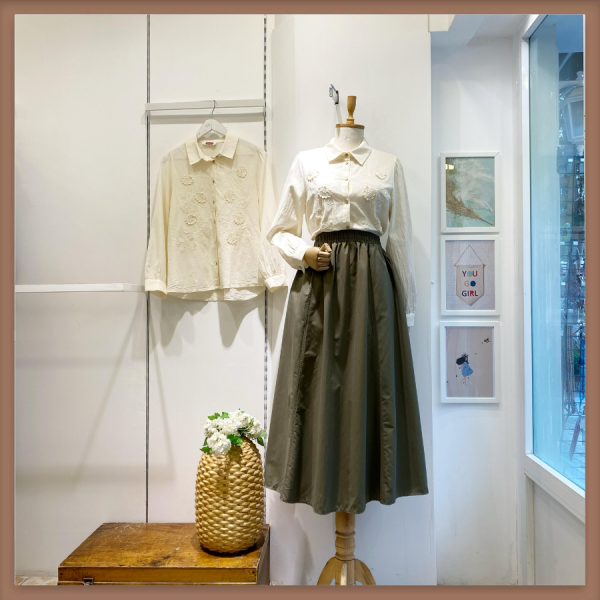 HAKİ YEŞİLİ BELİ LASTİKLİ POPLİN ETEK