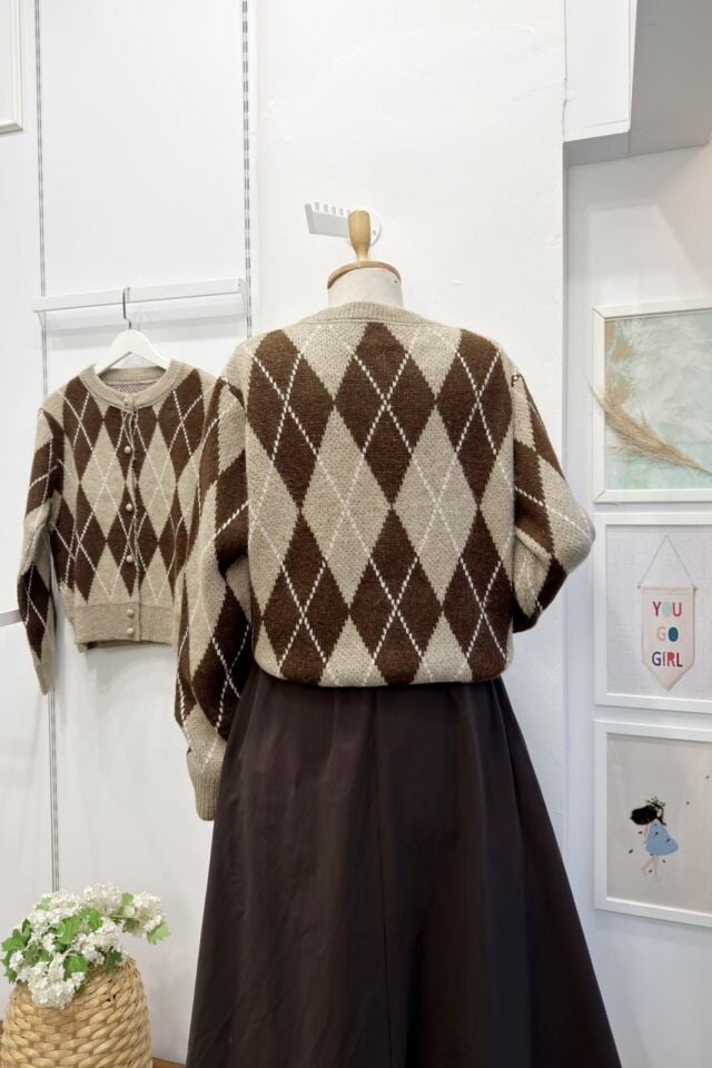 Vizon Baklava Desenli Yumuşak Dokulu Hırka