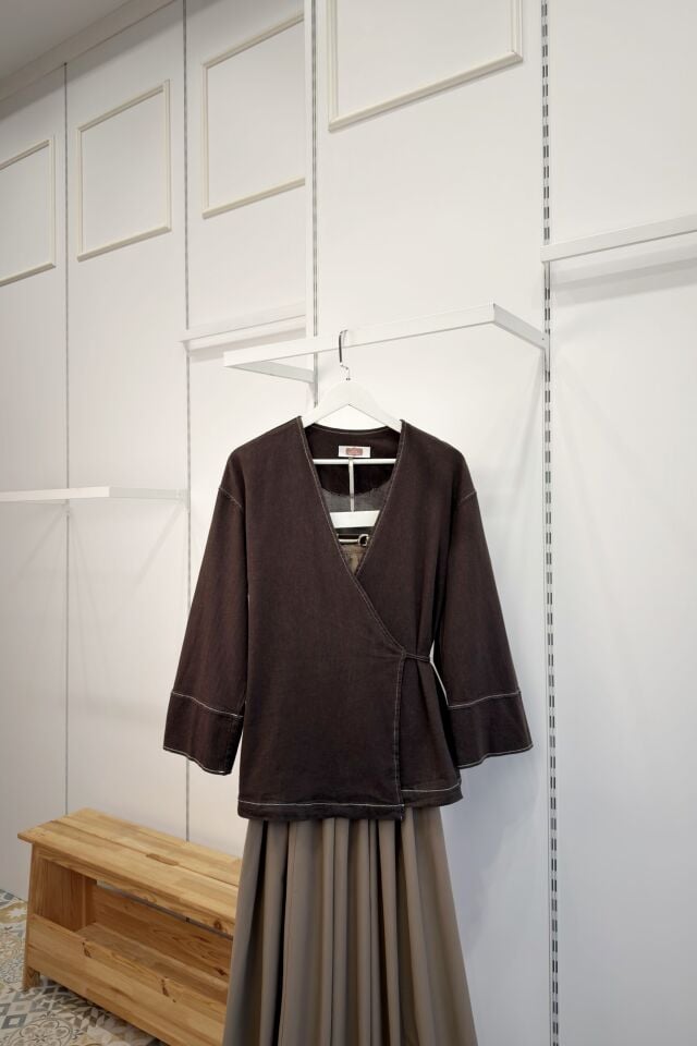 Acı Kahve Anvelop Bağlamalı Gabardin Ceket