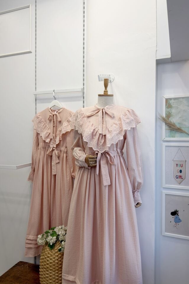 Pudra Pembesi Fisto Volanlı Valeria Elbise