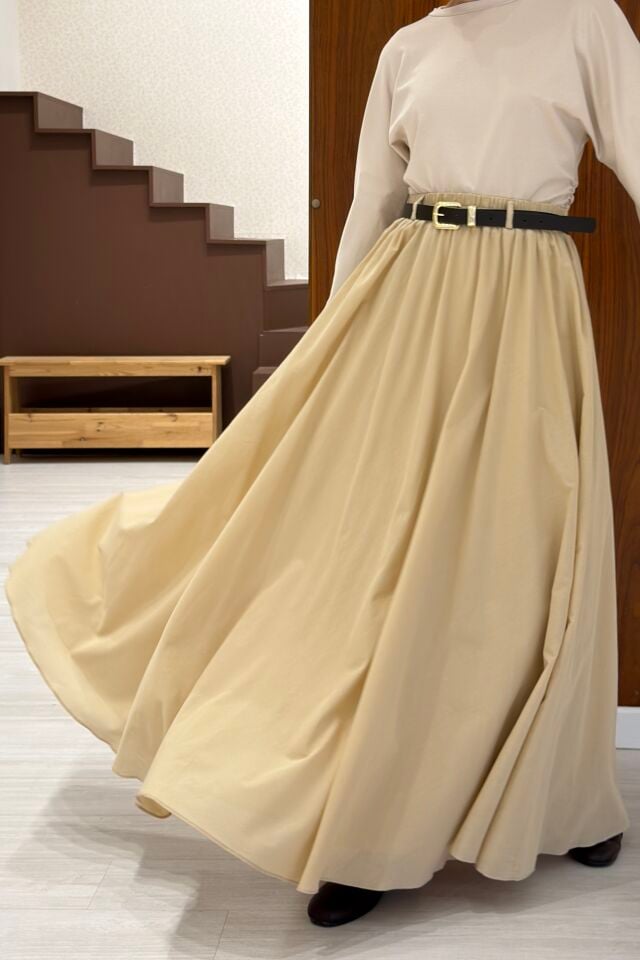 Bej Ceinture Kemerli Keten Etek