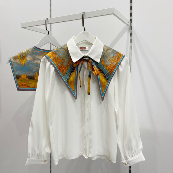 Sepia Desenli Muse Yaka