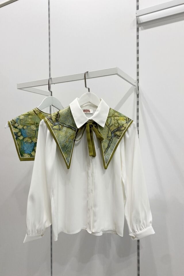 Yeşil Yağlı Boya Esintili  Muse Yaka