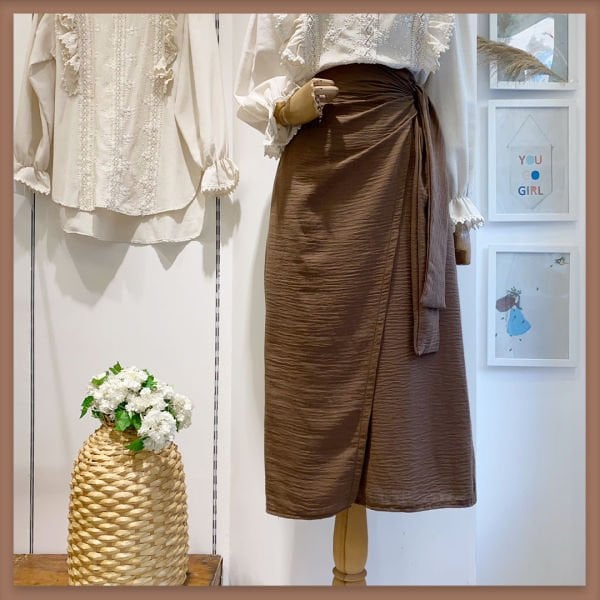 KAHVERENGİ KETEN ANVELOP ETEK