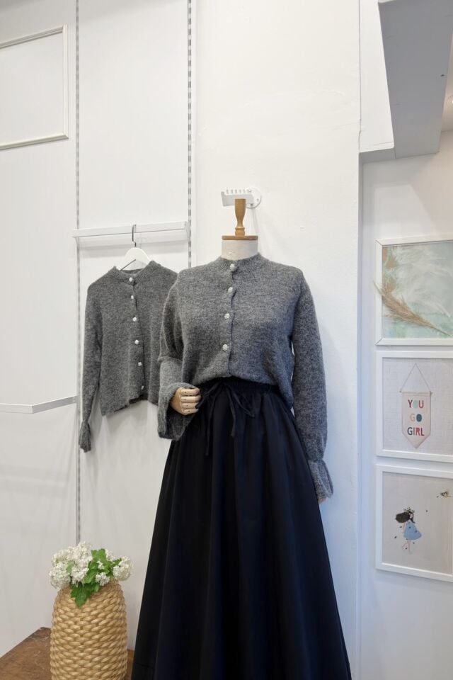 Taş Düğmeli Antrasit Diamond Hırka