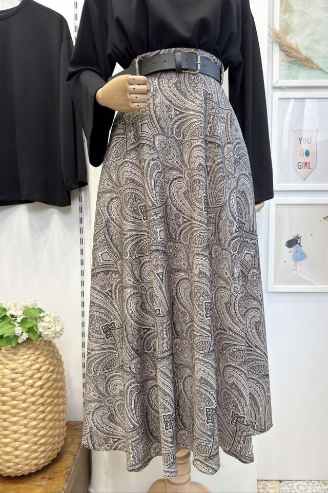 Siyah Desenli Caress Saten Etek