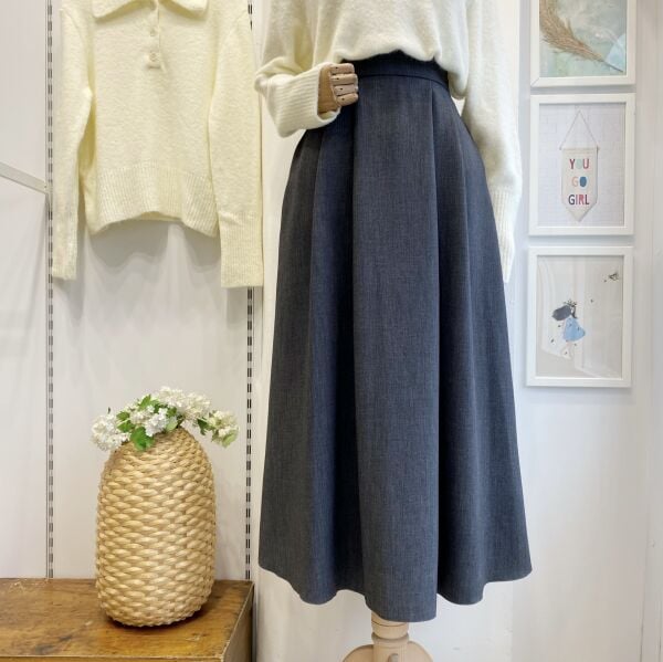 Antrasit İki Pileli Crep Etek