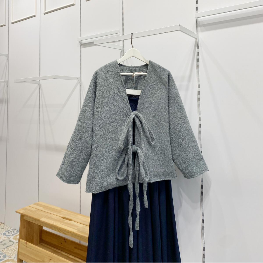 Gri Bağcıklı Sandel Ceket