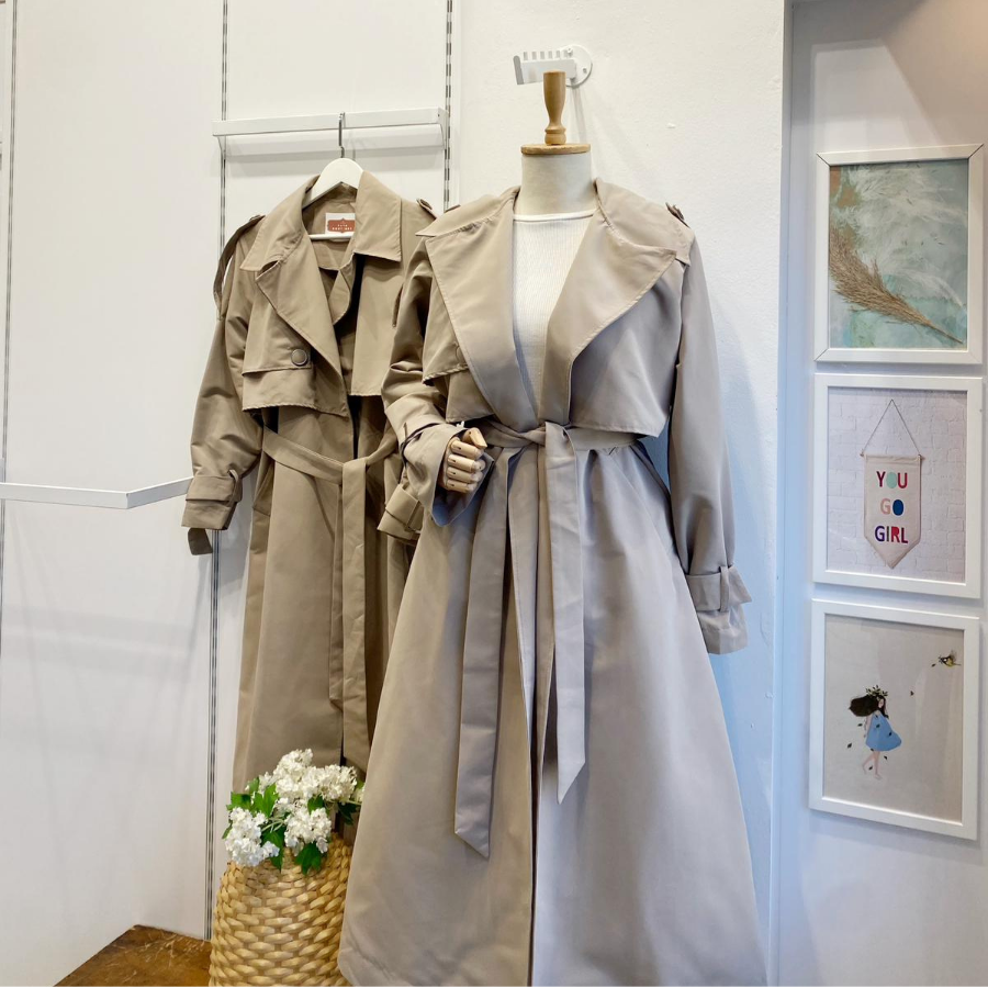 Vizon Düğme Detaylı Oversize Trençkot