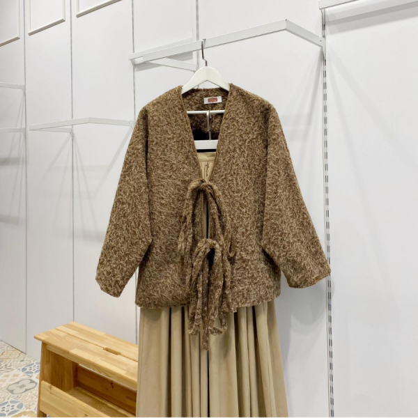 Camel Bağcıklı Sandel Ceket