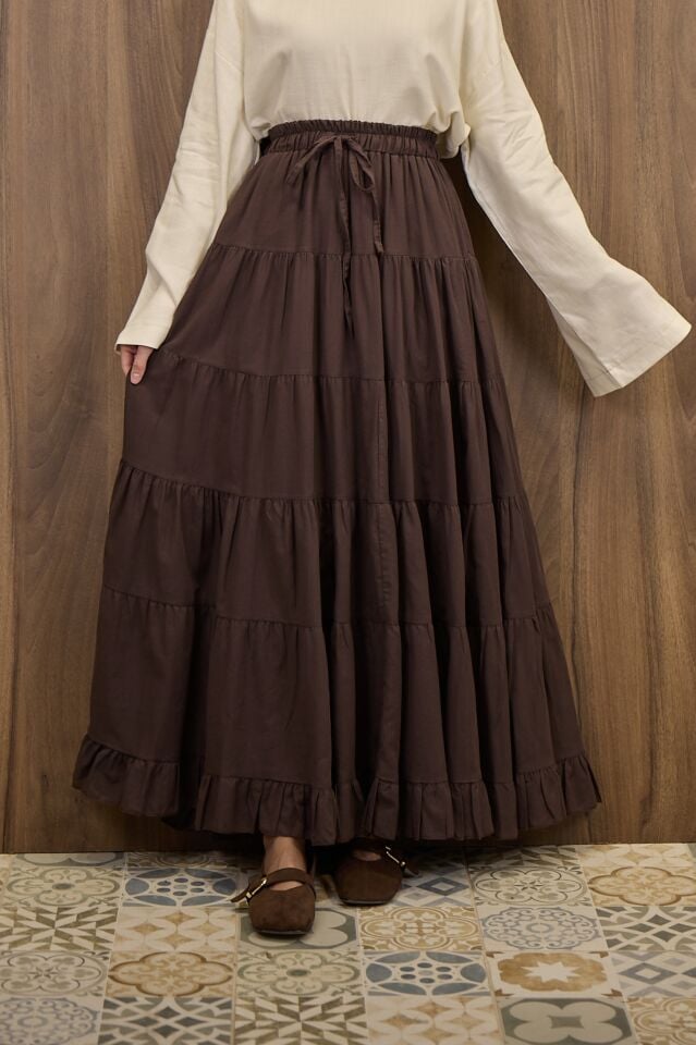 Kahverengi Kat Kat Bellora Viskon Etek