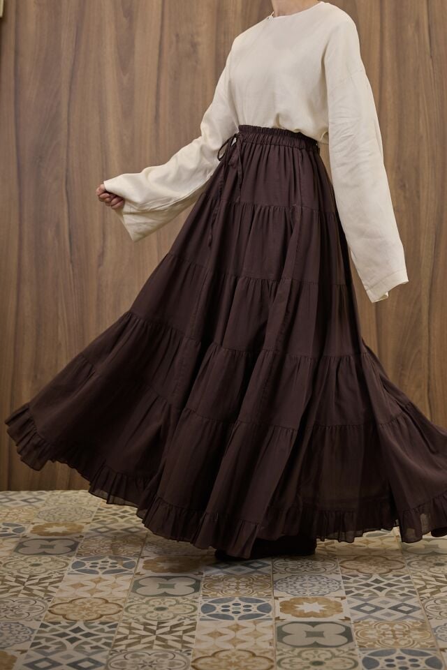 Kahverengi Kat Kat Bellora Viskon Etek