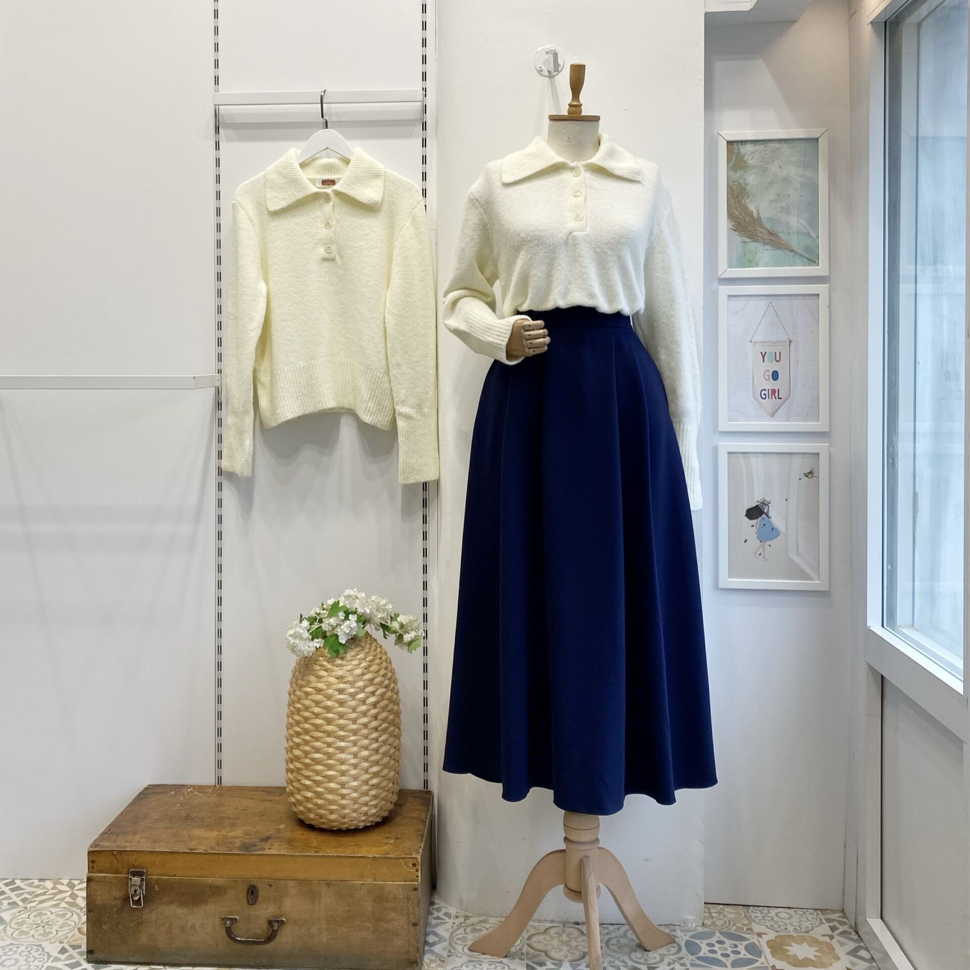 Lacivert İki Pileli Crep Etek