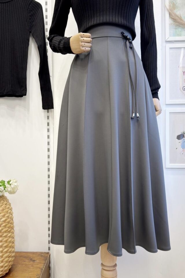 Antrasit Broşlu Scuba Etek