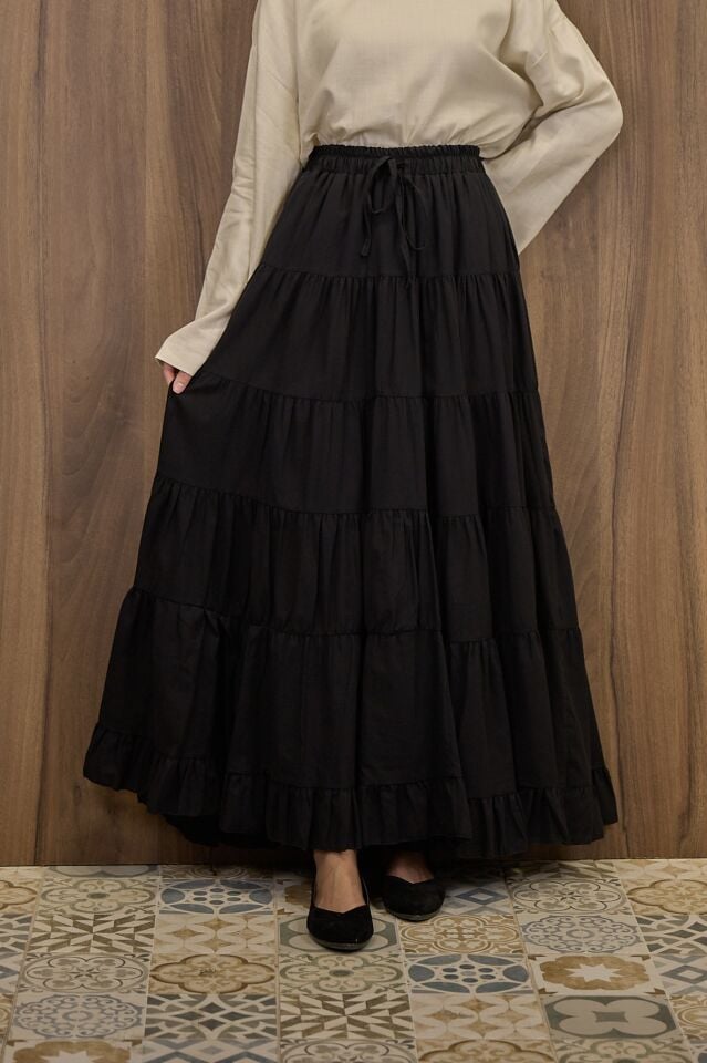 Siyah Kat Kat Bellora Viskon Etek