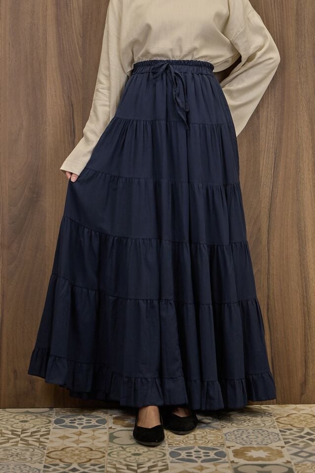 Lacivert Kat Kat Bellora Viskon Etek