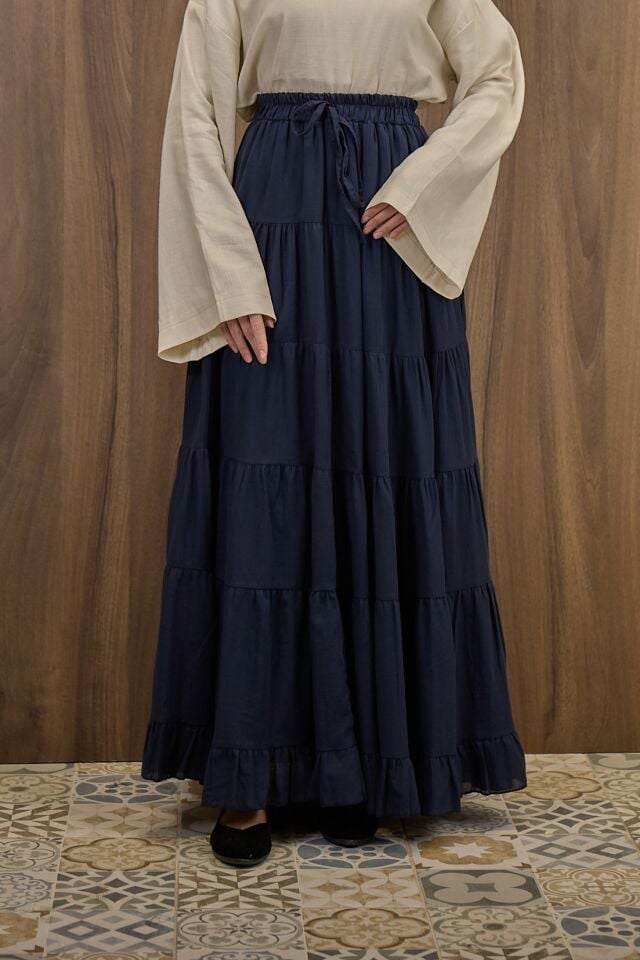 Lacivert Kat Kat Bellora Viskon Etek