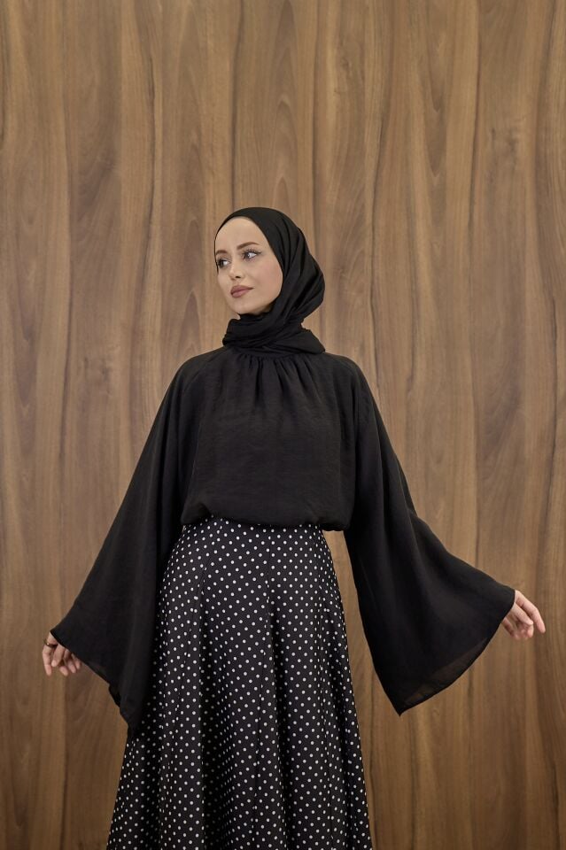 Siyah Şifon Velissa Bluz