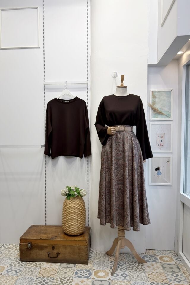 Yeşil Desenli  Caress Saten Etek