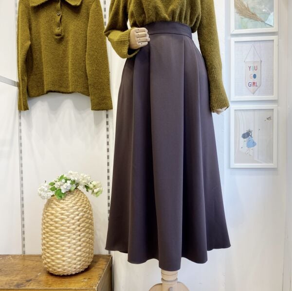 Kahverengi İki Pileli Crep Etek