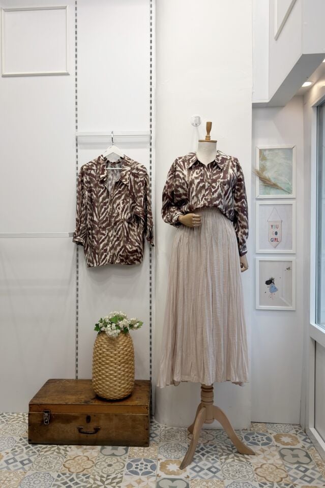 Krem Josie Modal Kumaş Etek