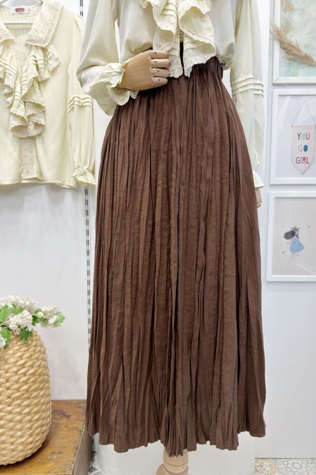 Kahverengi Josie Modal Kumaş Etek