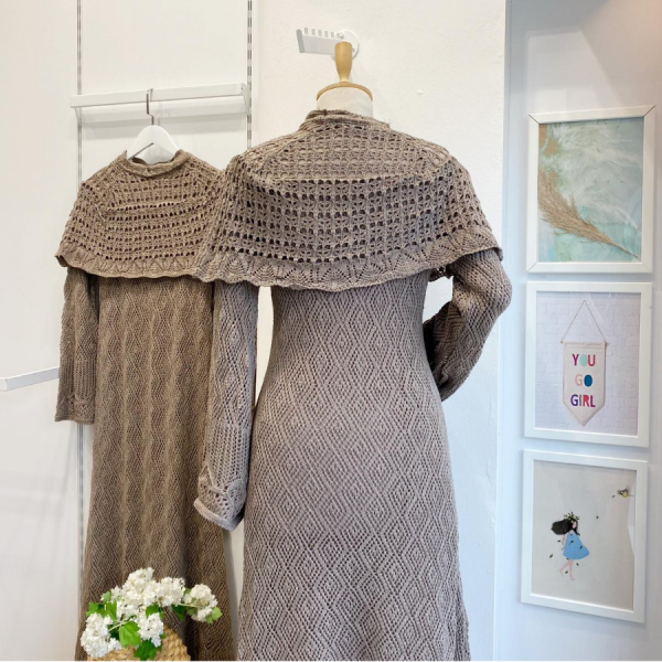 Koyu Vizon Ajurlu Dream Örme Triko Elbise