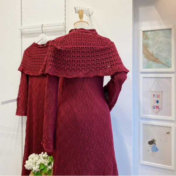 Bordo Ajurlu Dream Örme Triko Elbise