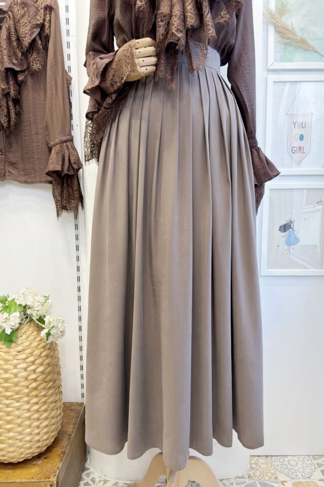 Koyu Vizon Piliseli Alice Etek