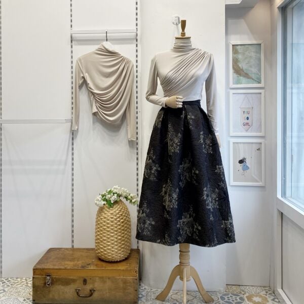 Kahverengi Etnik Desenli Bohem Kapitone Etek